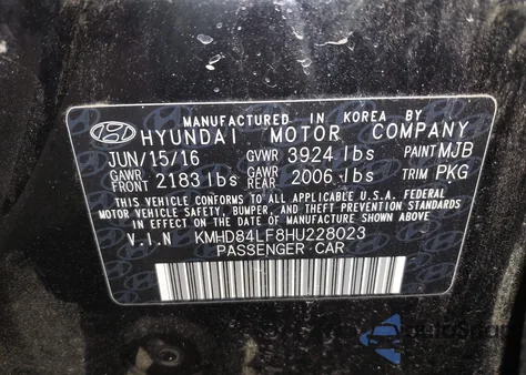 2017 Hyundai Elantra Se from USA, damaged, VIN KMHD84LF8HU228023